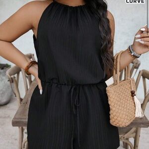 SHEIN Black Halter Romper